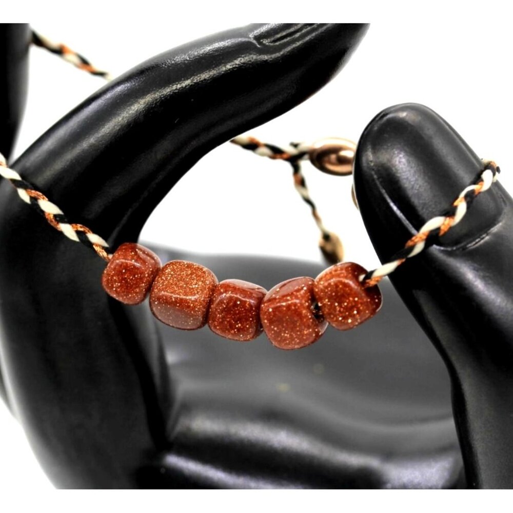 925 STERLING Alex and Ani GOLDSTONE BRACELET precious threads precious peace EUC
